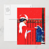 Coles Phillips Fadeaway Meisje - Witte Kerst Feestdagenkaart (Voorkant / Achterkant)