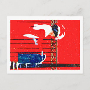 Coles Phillips Fadeaway Meisje - Witte Kerst Feestdagenkaart