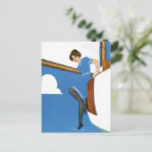 Coles Phillips Fadeaway - Varen op blauwe oceanen Briefkaart (Staand voorkant)