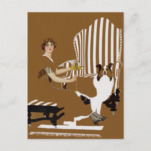 Coles Phillips Fadeaway Vrouw Met Collie Briefkaart (Voorkant)