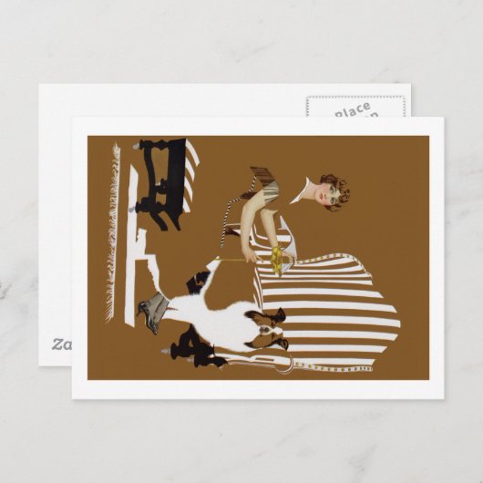 Coles Phillips Fadeaway Vrouw Met Collie Briefkaart (Voorkant / Achterkant)