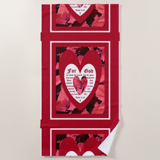 Coleus Close-up met Johannes 3:16 Strandlaken (Voorkant)