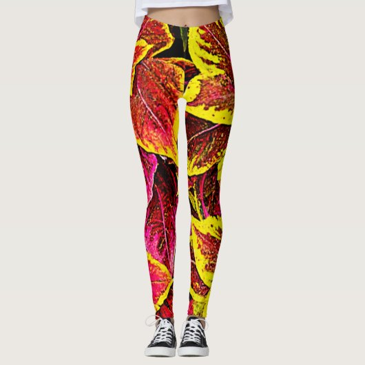 Coleus Leaf Burst Design Leggings (Voorkant)