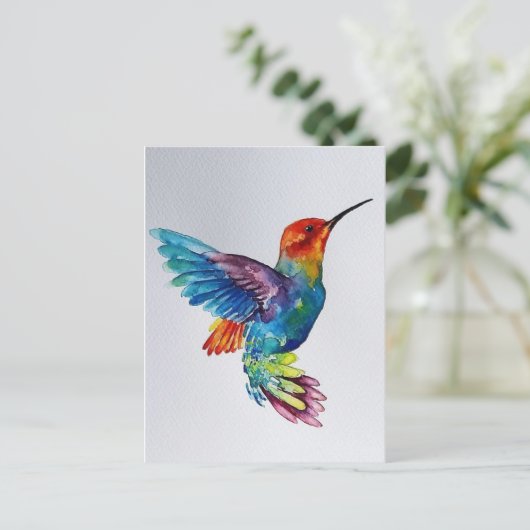 Colibri aquarelle briefkaart (Staand voorkant)