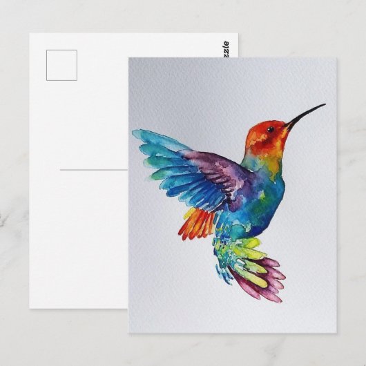 Colibri aquarelle briefkaart (Voorkant / Achterkant)