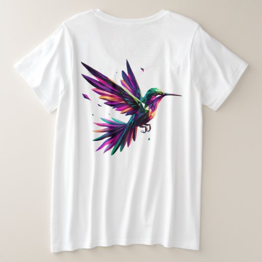 Colibrí Arcoíris Geométrico – Arte Moderno Vibrant Grote Maat T-shirt (Design achterkant)