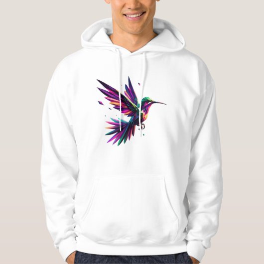 Colibrí Arcoíris Geométrico – Arte Moderno Vibrant Hoodie (Voorkant)