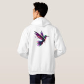 Colibrí Arcoíris Geométrico – Arte Moderno Vibrant Hoodie (Achterkant volledig)