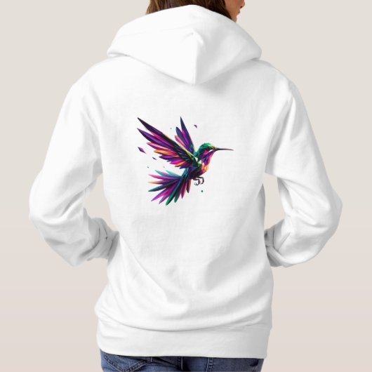 Colibrí Arcoíris Geométrico – Arte Moderno Vibrant Hoodie (Achterkant)