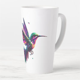 Colibrí Arcoíris Geométrico – Arte Moderno Vibrant Latte Mok