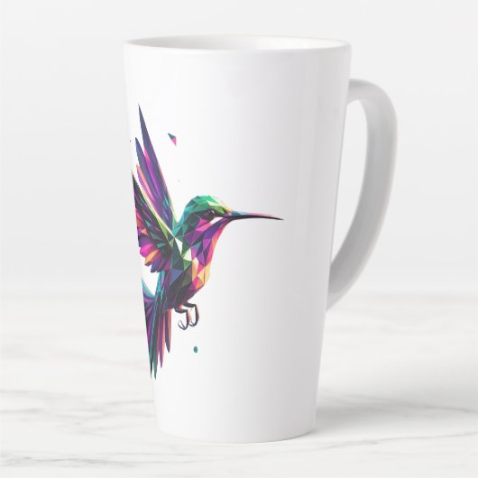 Colibrí Arcoíris Geométrico – Arte Moderno Vibrant Latte Mok (Rechterhoek)