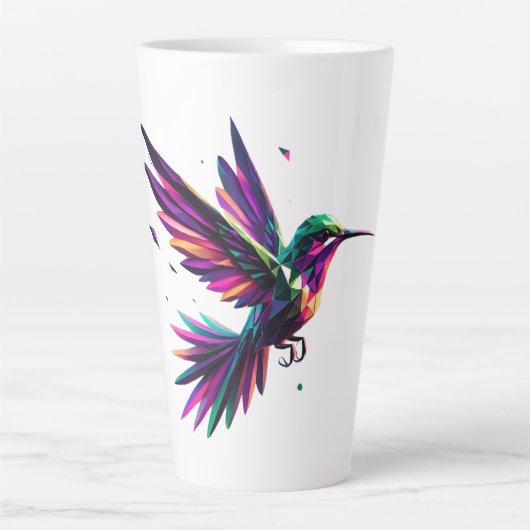 Colibrí Arcoíris Geométrico – Arte Moderno Vibrant Latte Mok (Voorkant)