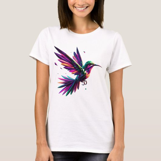 Colibrí Arcoíris Geométrico – Arte Moderno Vibrant T-shirt (Voorkant)