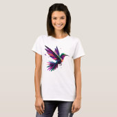 Colibrí Arcoíris Geométrico – Arte Moderno Vibrant T-shirt (Voorkant volledig)