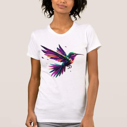 Colibrí Arcoíris Geométrico – Arte Moderno Vibrant T-shirt (Voorkant)