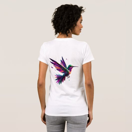 Colibrí Arcoíris Geométrico – Arte Moderno Vibrant T-shirt (Achterkant volledig)