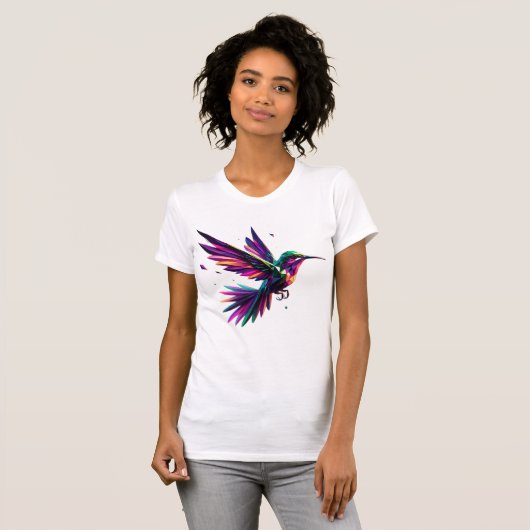 Colibrí Arcoíris Geométrico – Arte Moderno Vibrant T-shirt (Voorkant volledig)