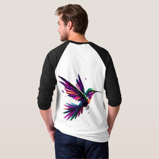 Colibrí Arcoíris Geométrico – Arte Moderno Vibrant T-shirt (Achterkant volledig)