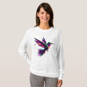 Colibrí Arcoíris Geométrico – Arte Moderno Vibrant T-shirt (Voorkant volledig)
