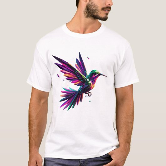 Colibrí Arcoíris Geométrico – Arte Moderno Vibrant T-shirt (Voorkant)