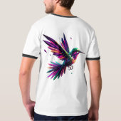 Colibrí Arcoíris Geométrico – Arte Moderno Vibrant T-shirt (Achterkant volledig)