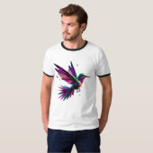 Colibrí Arcoíris Geométrico – Arte Moderno Vibrant T-shirt (Voorkant volledig)