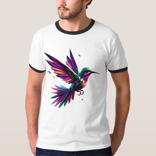 Colibrí Arcoíris Geométrico – Arte Moderno Vibrant T-shirt (Voorkant)