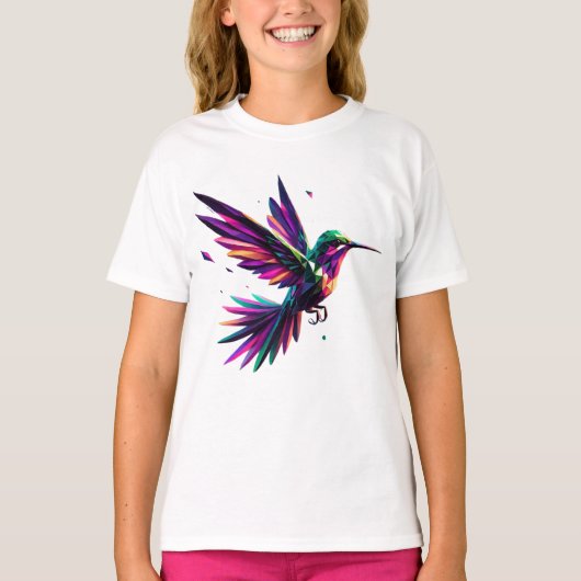 Colibrí Arcoíris Geométrico – Arte Moderno Vibrant T-shirt (Voorkant)