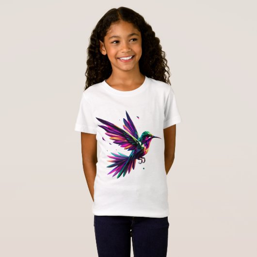 Colibrí Arcoíris Geométrico – Arte Moderno Vibrant T-shirt (Voorkant volledig)