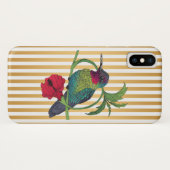 Colibri Bird Gold Stripes Illustratie iPhone Case (Achterkant (horizontaal))