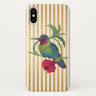 Colibri Bird Gold Stripes Illustratie iPhone Case