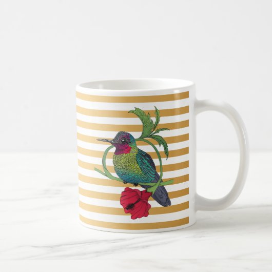 Colibri Bird Gold Stripes Illustratie Mok (Rechts)