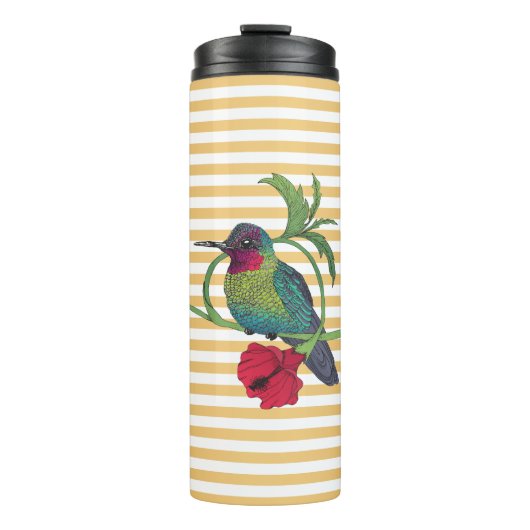 Colibri Bird Gold Stripes Thermal Tumbler Thermosbeker (Voorkant)