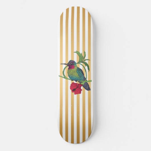 Colibri Bird Gouden Strepen Skateboard Dek (Voorkant)