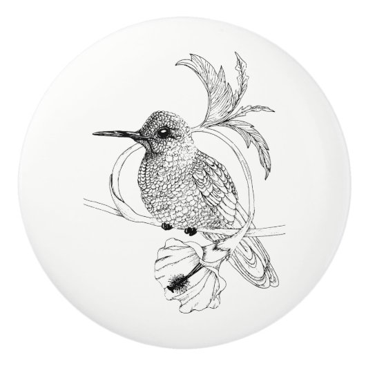 Colibri Bird Illustration Ceramic Knob Keramische Knop (Voorkant)