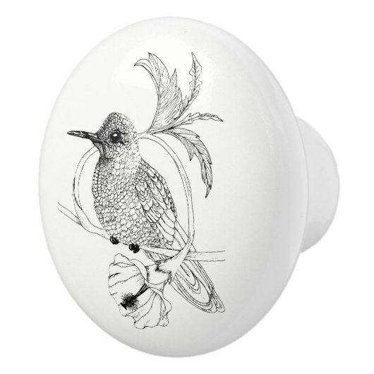 Colibri Bird Illustration Ceramic Knob Keramische Knop (Rechts)