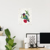 Colibri Bird Illustration Gold Bronze Stip Poster (Thuiskantoor)