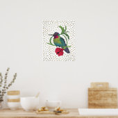 Colibri Bird Illustration Gold Bronze Stip Poster (Keuken)