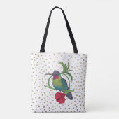Colibri Bird Illustration Gouden Stippen Canvas ta Tote Bag (Achterkant)