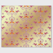 Colibri en bloemen cadeaupapier (Vlak)