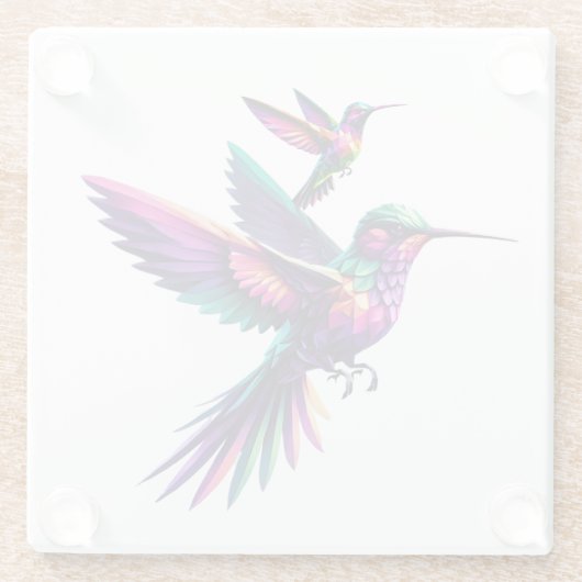 Colibrí prisma multicolor glazen onderzetter (Achterkant)