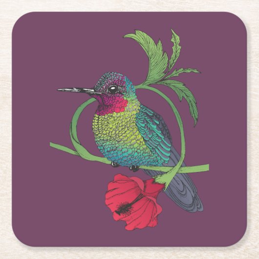 Colibri Vogel Illustratie Onderzetters (Voorkant)