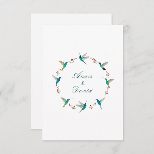 Colibriekrans Trouw Dankkaart Kaart (Voorkant / Achterkant)