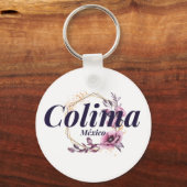 Colima Mexico Travel Destination Bridesmaid Floral Sleutelhanger (Voorkant)