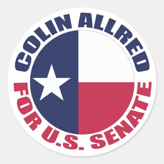 Colin Allred voor de Amerikaanse Senaatsverkiezing Ronde Sticker (Voorkant)