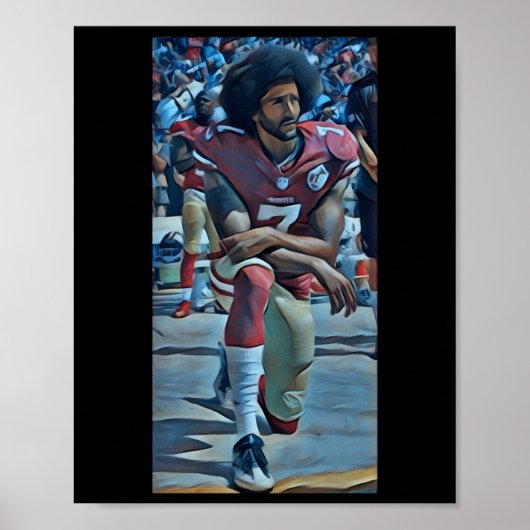 Colin Kaepernick Kneeling Sticker Poster (Voorkant)