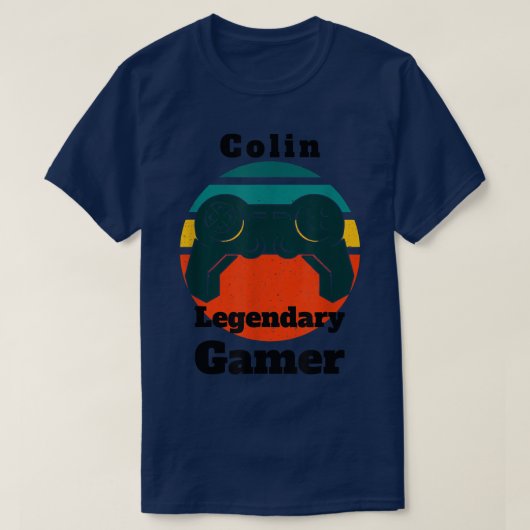 Colin Legendary Gamer Video Game Player Controller T-shirt (Design voorkant)