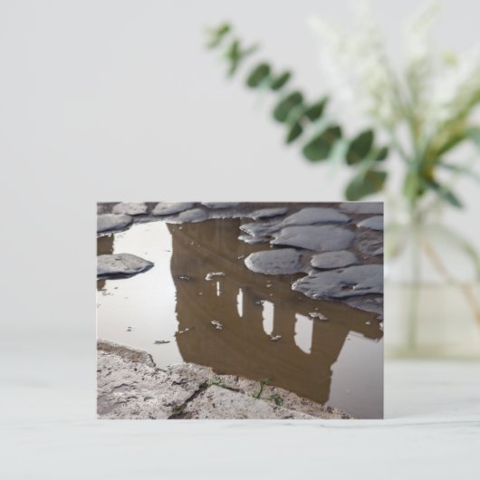 Coliseum reflectie in een puddle - Rome, Italië Briefkaart (Staand voorkant)
