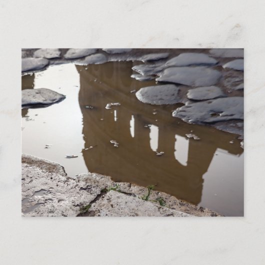 Coliseum reflectie in een puddle - Rome, Italië Briefkaart (Voorkant)
