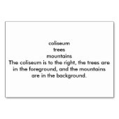 Coliseum Trees Mountains Custom Flash Cards Kaart (Achterkant)
